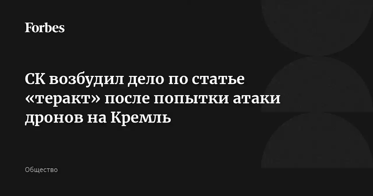 СК возбудил дело по статье «теракт» после попытки атаки дронов на Кремль