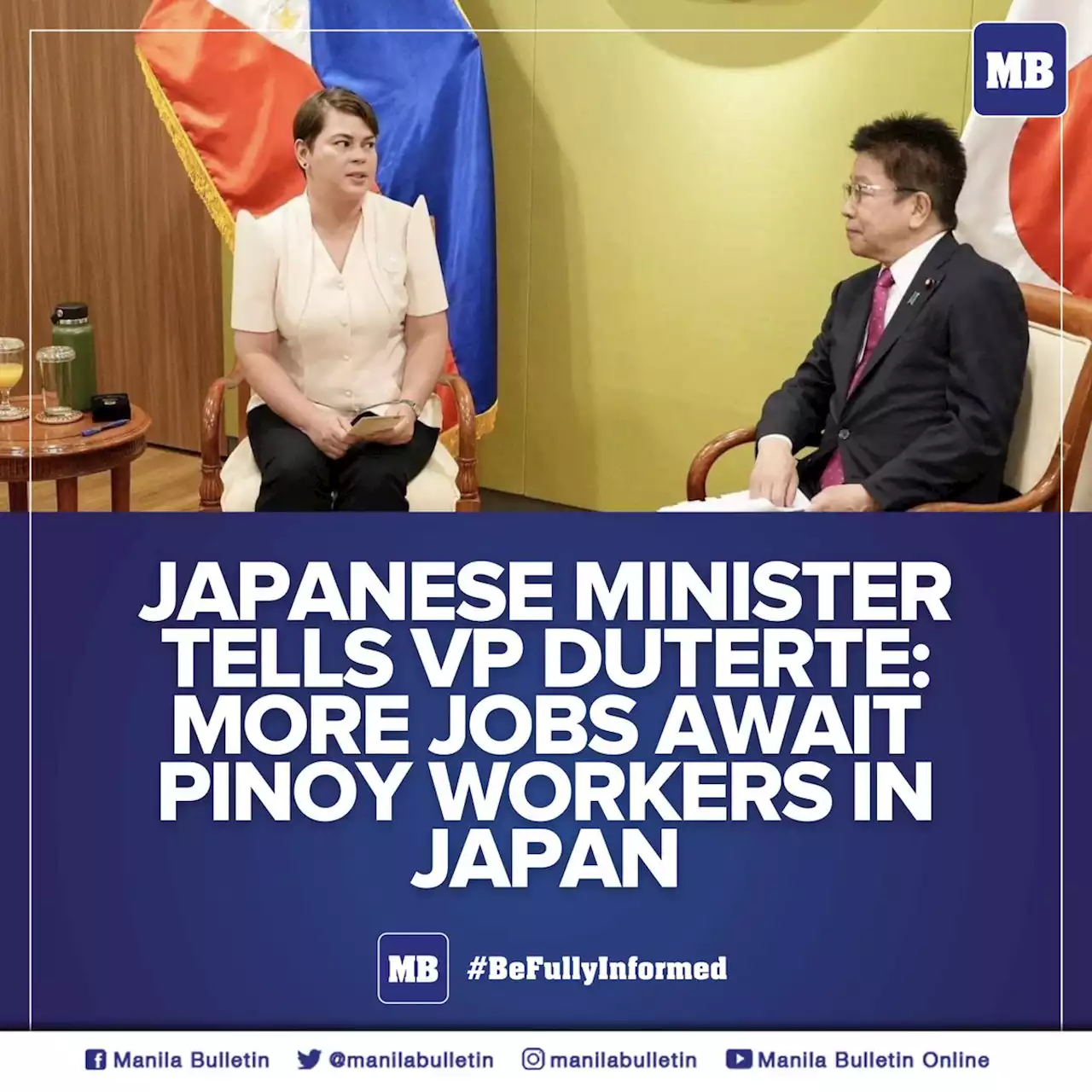 Japanese minister tells VP Duterte: More jobs await Pinoy workers in Japan