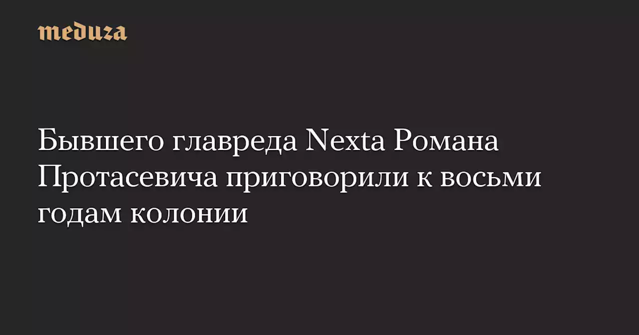 Бывшего главреда Nexta Романа Протасевича приговорили к восьми годам колонии — Meduza