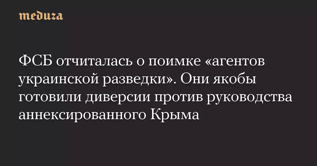 ФСБ отчиталась о поимке «агентов украинской разведки». Они якобы готовили диверсии против руководства аннексированного Крыма — Meduza