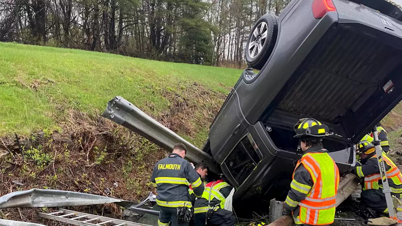 Distracted Driver Flips Truck After Crashing Into Guardrail on Maine Turnpike