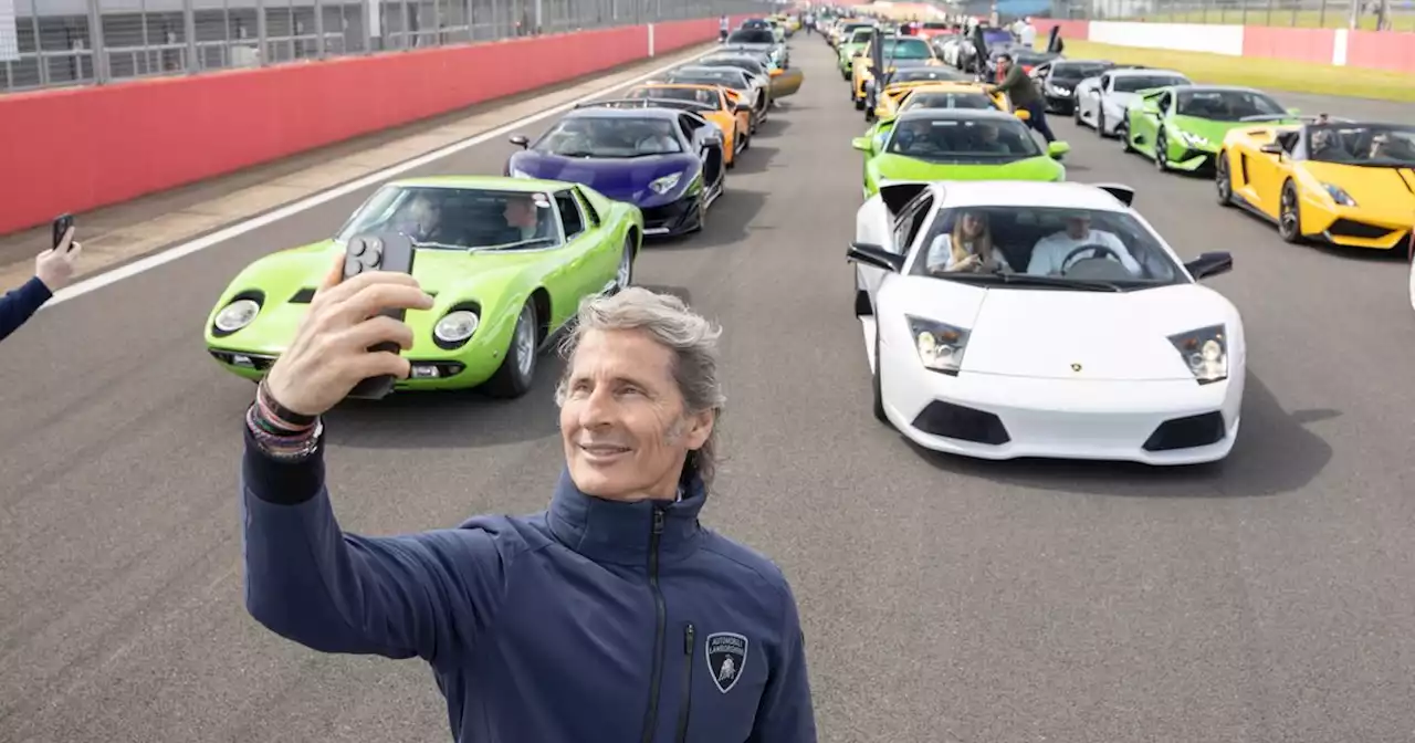 382 Lamborghini cars on track at Silverstone Circuit