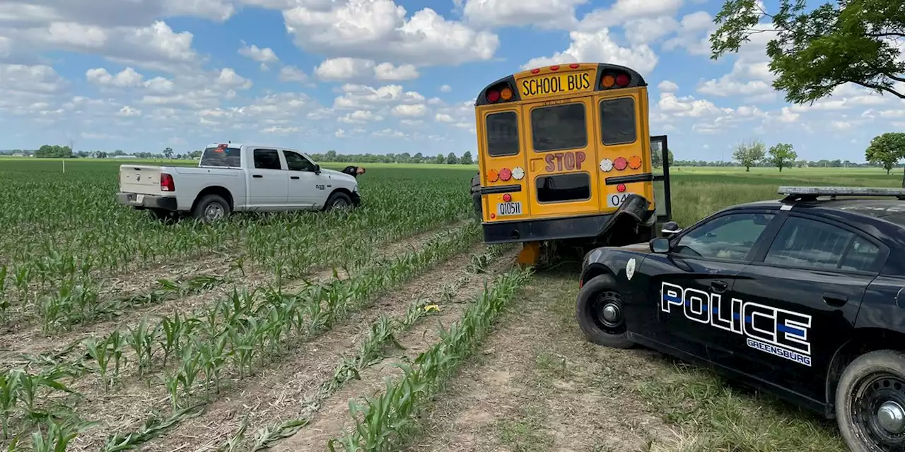 Stolen school bus chase ends in Indiana cornfield