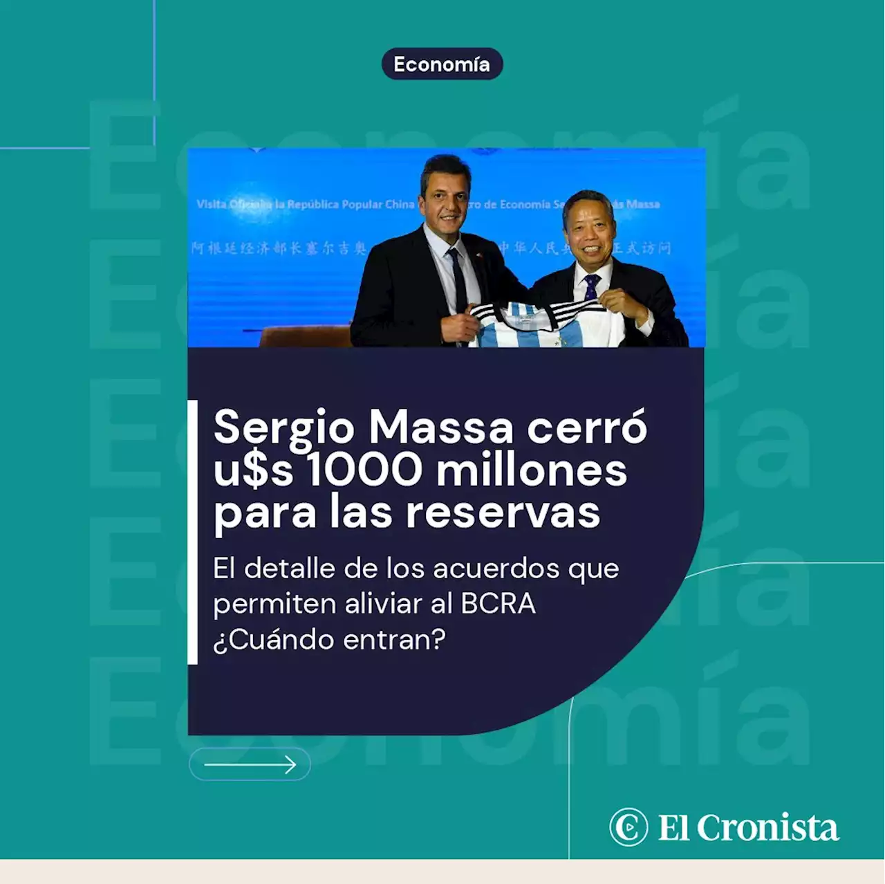 Sergio Massa cerr� u$s 1000 millones para las reservas desde China: cu�ndo entran y por qu� proyectos