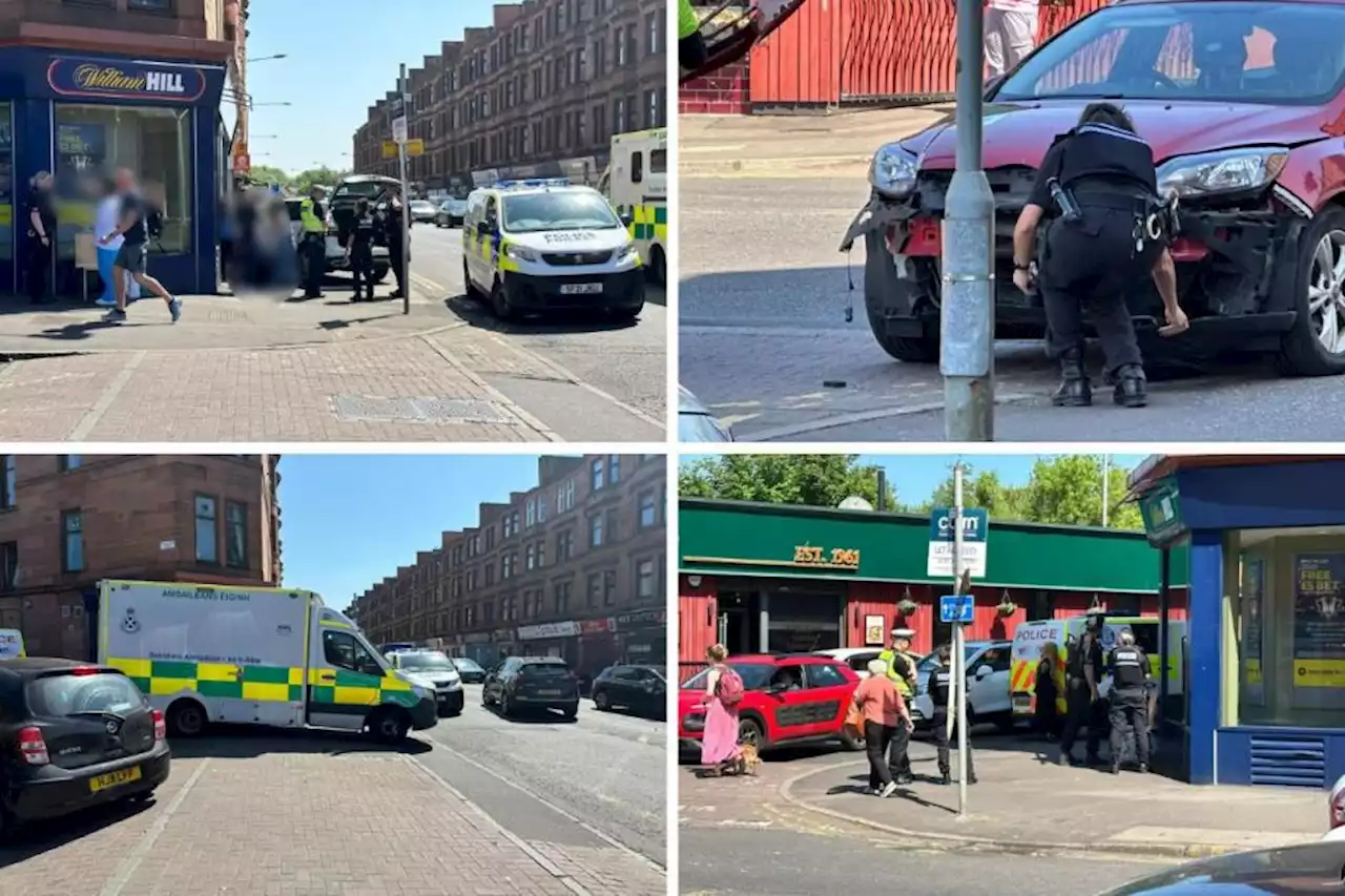 Police and ambulance on Glasgow's Maryhill Road after incident