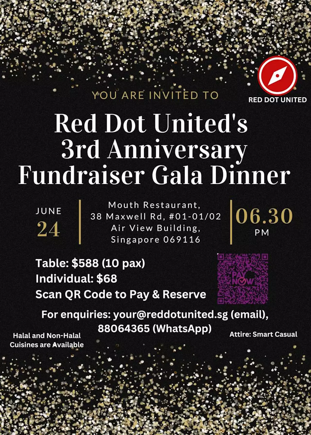 Red Dot United 3rd Anniversary Gala Dinner to take place on 24 June - Singapore News