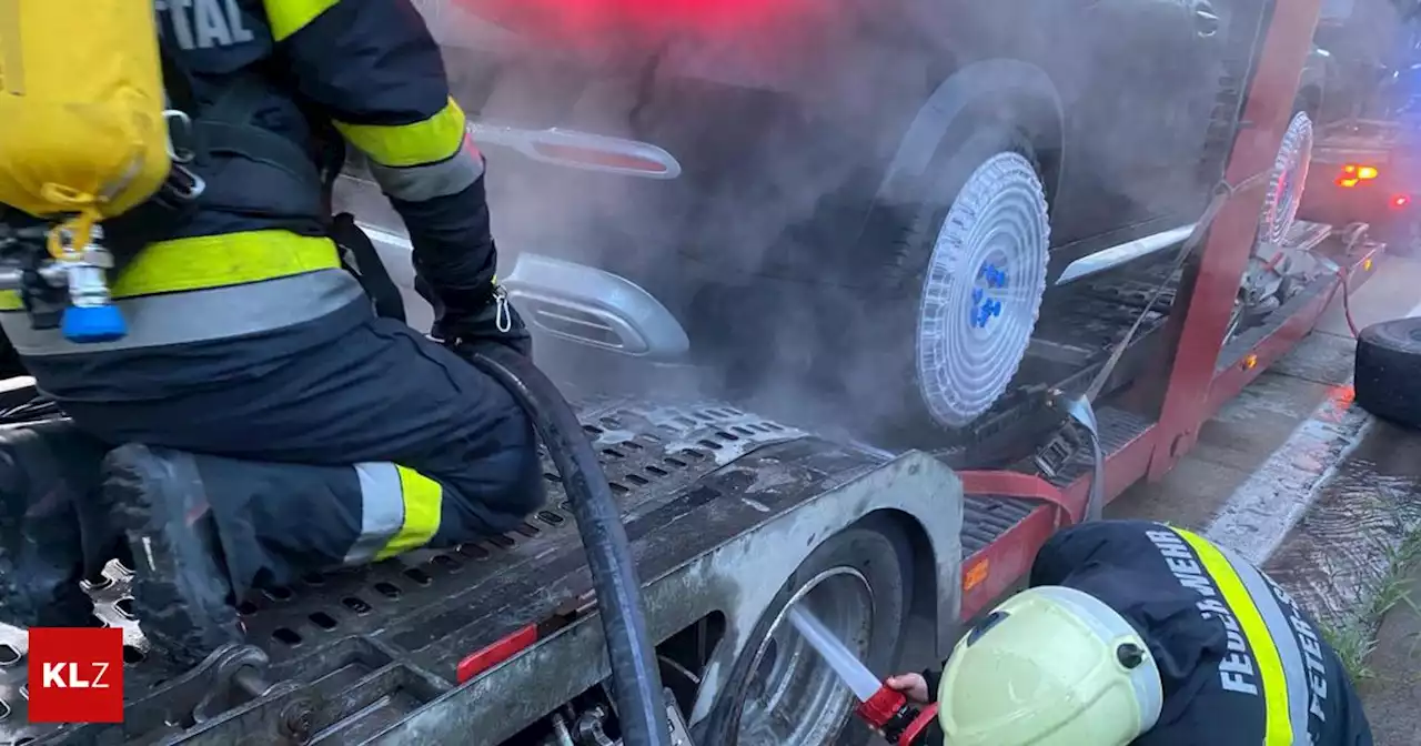 A10 Tauernautobahn: Autotransporter fing während der Fahrt Feuer