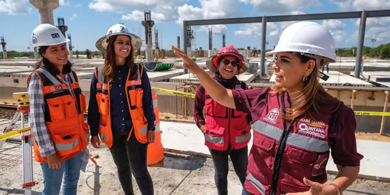 Mara Lezama supervisa avances de la estación Cancún Aeropuerto del Tren Maya