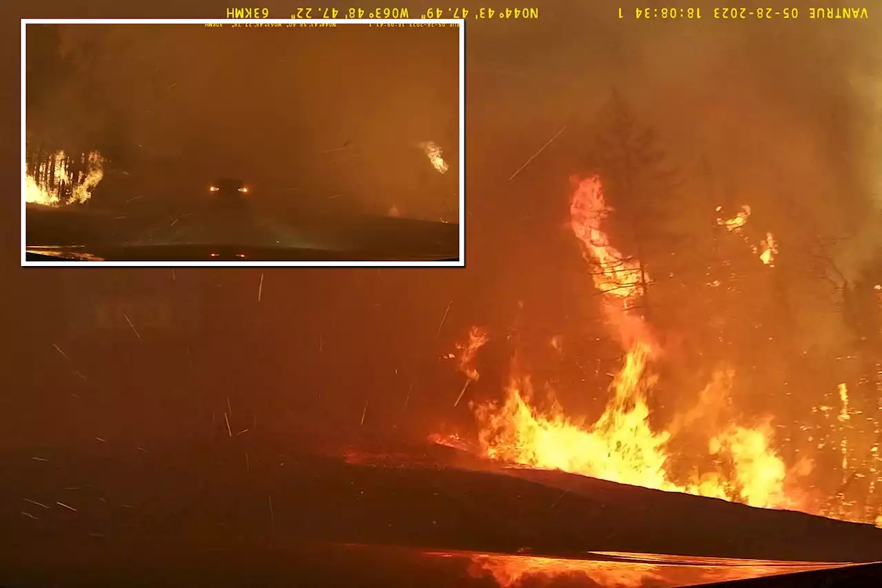 Harrowing video shows Canada wildfire nearly engulfing driver: ‘Go, go’