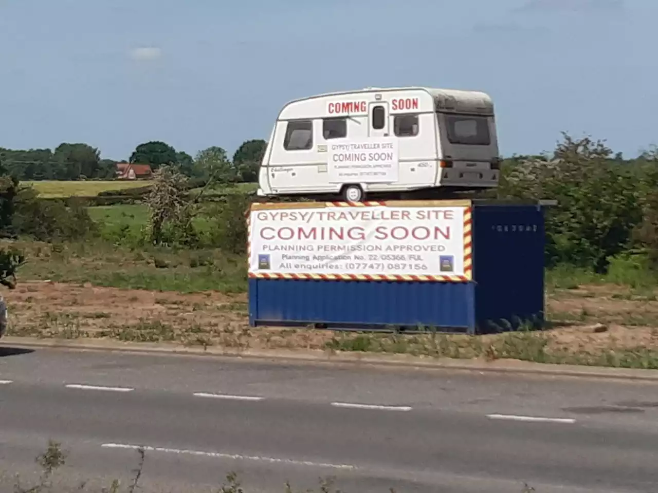 Residents slam shipping container advert at newly approved Market Drayton traveller site