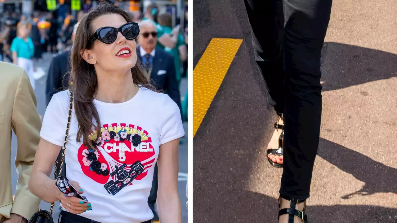 Carlota Casiraghi encontró las sandalias de tacón cómodo que van perfectas con una playera Chanel