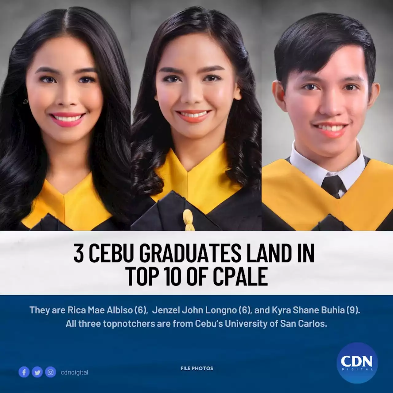 3 Cebu graduates land in top 10 of CPALE