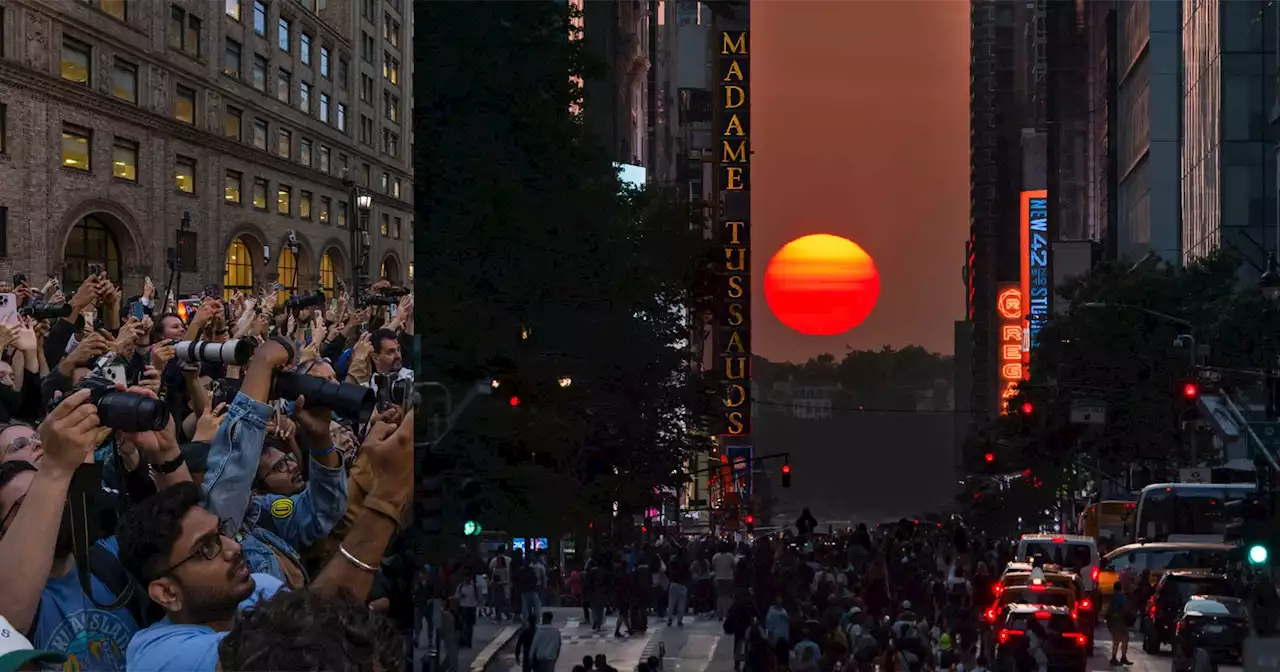 Thousands of Photographers Gather in New York for 'Manhattanhenge'