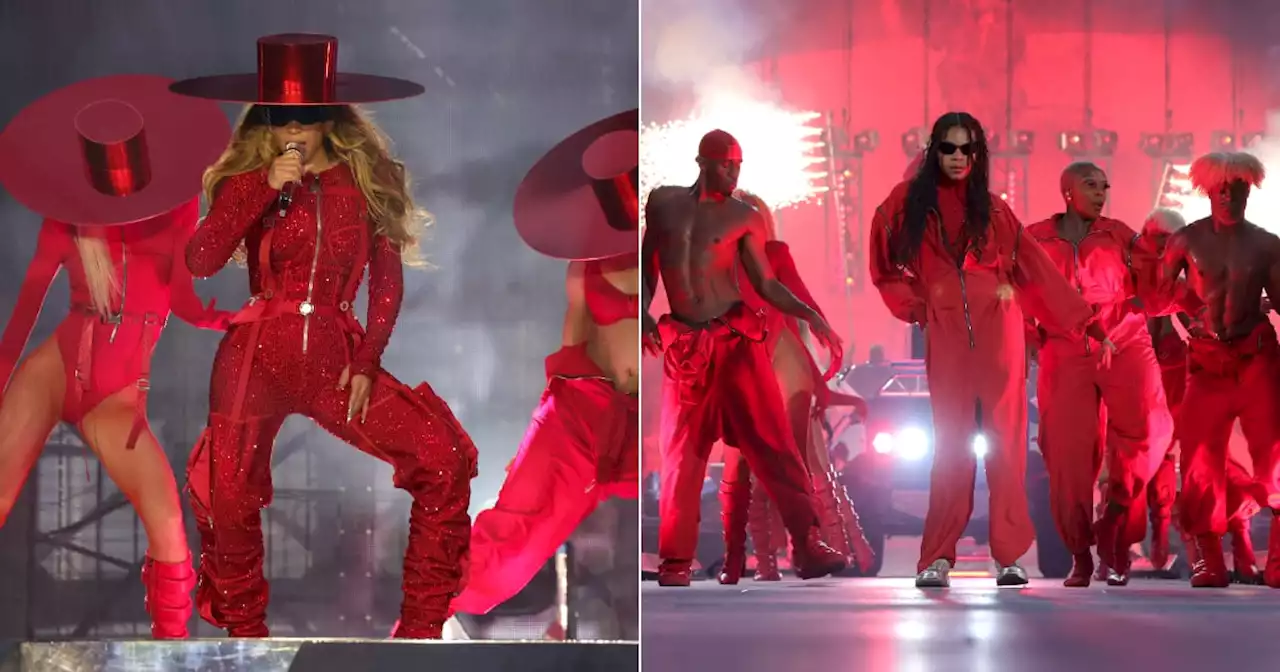 Beyoncé and Blue Ivy Hit the Stage in Matching Red Sparkly Outfits