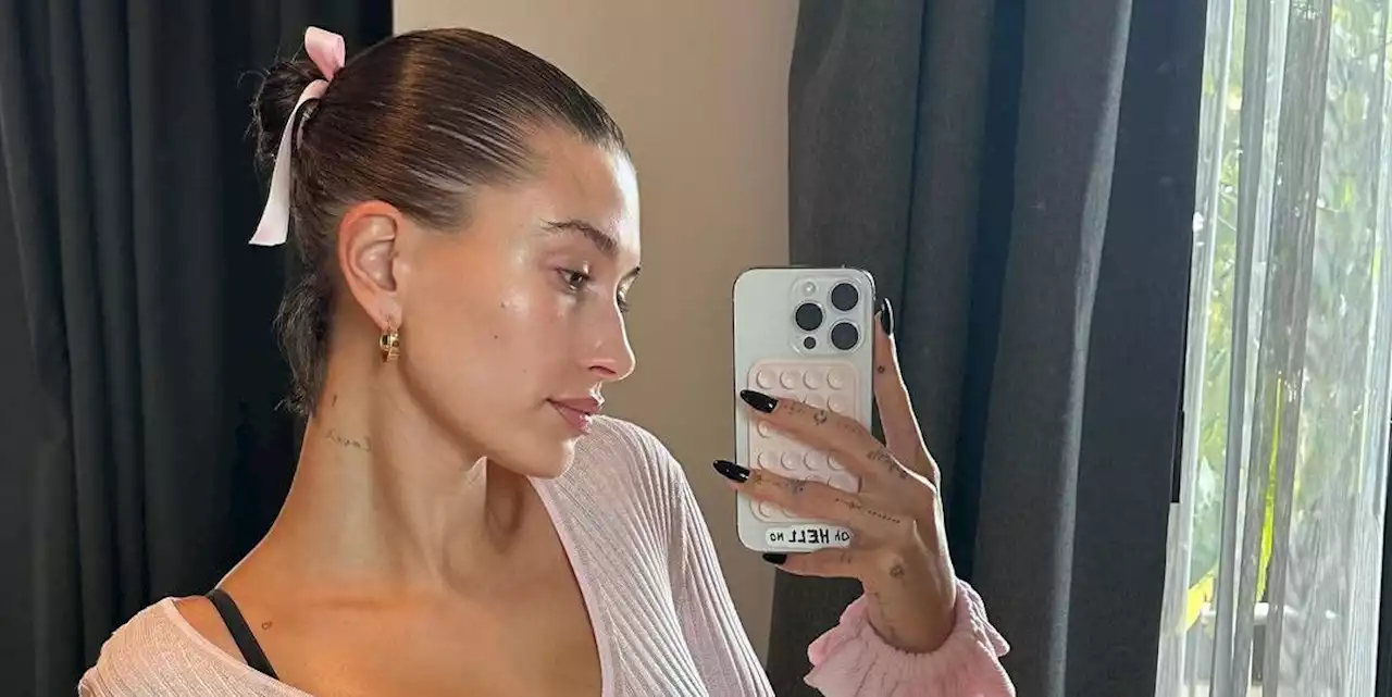 Hailey Bieber Lounges in a Red Triangle Thong Bikini on Vacay with Justin