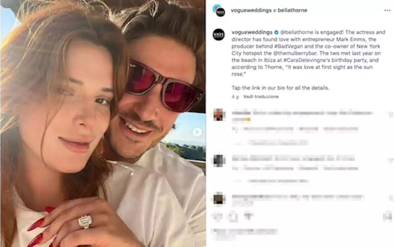 Bella Thorne si sposa con Mark Emms: “È stato amore a prima vista”