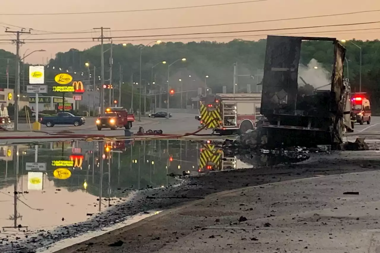 Transport truck explodes driving through North Bay