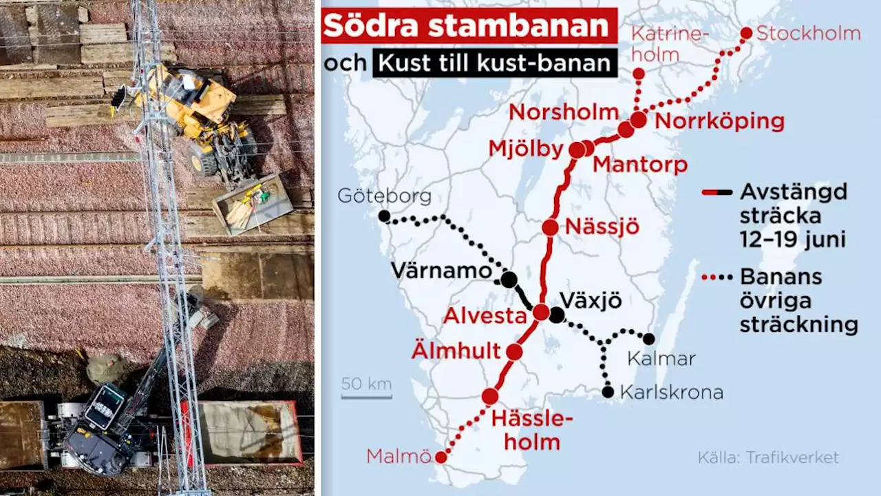 Stora delar av järnvägen stängs av i sommar