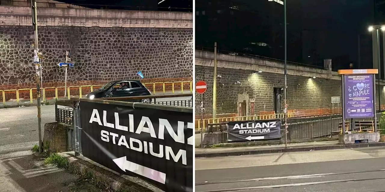 'Allianz Stadium', a Napoli spunta striscione sulla Juve e diventa virale