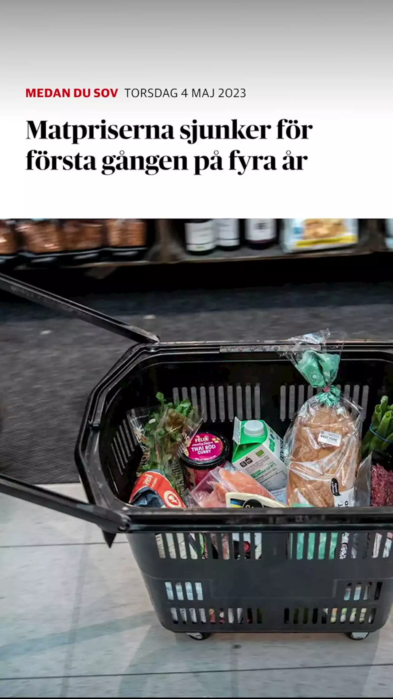 Matpriserna sjunker för första gången på fyra år