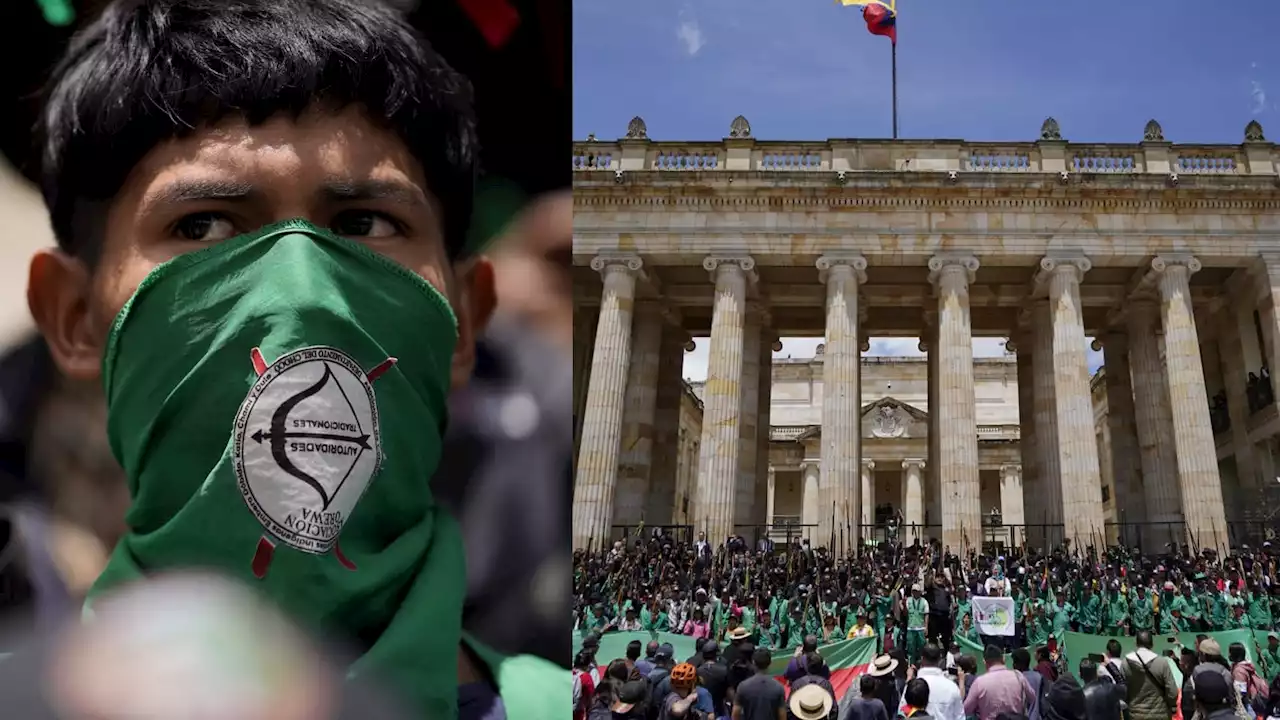 Guardia indígena se 'tomó' la Plaza de Bolívar, hizo fuerte llamado al Congreso