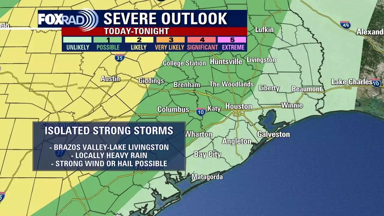 Houston weather: Isolated strong to severe storms possible in southeast Texas on Thursday