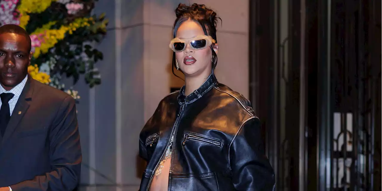 Rihanna Bears Her Baby Bump in a Micro Miniskirt, Thigh-High Stiletto Boots—and No Top