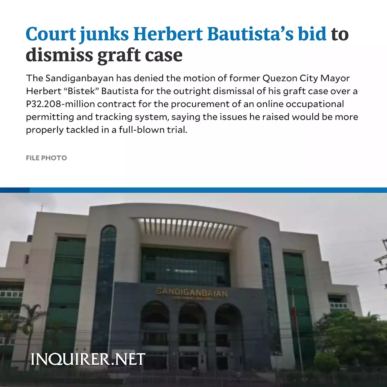 Court junks Herbert Bautista’s bid to dismiss graft case