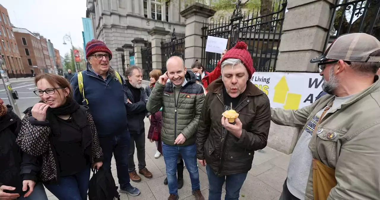 Martin Leahy (47) singing the same tune on the housing crisis for 52 consecutive weeks outside Dáil