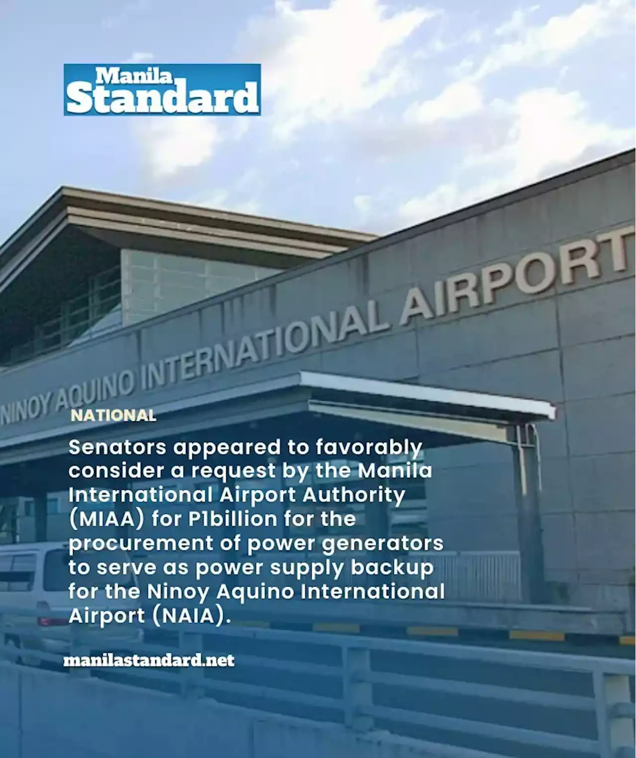 Senate inclined to grant P1b for NAIA gensets