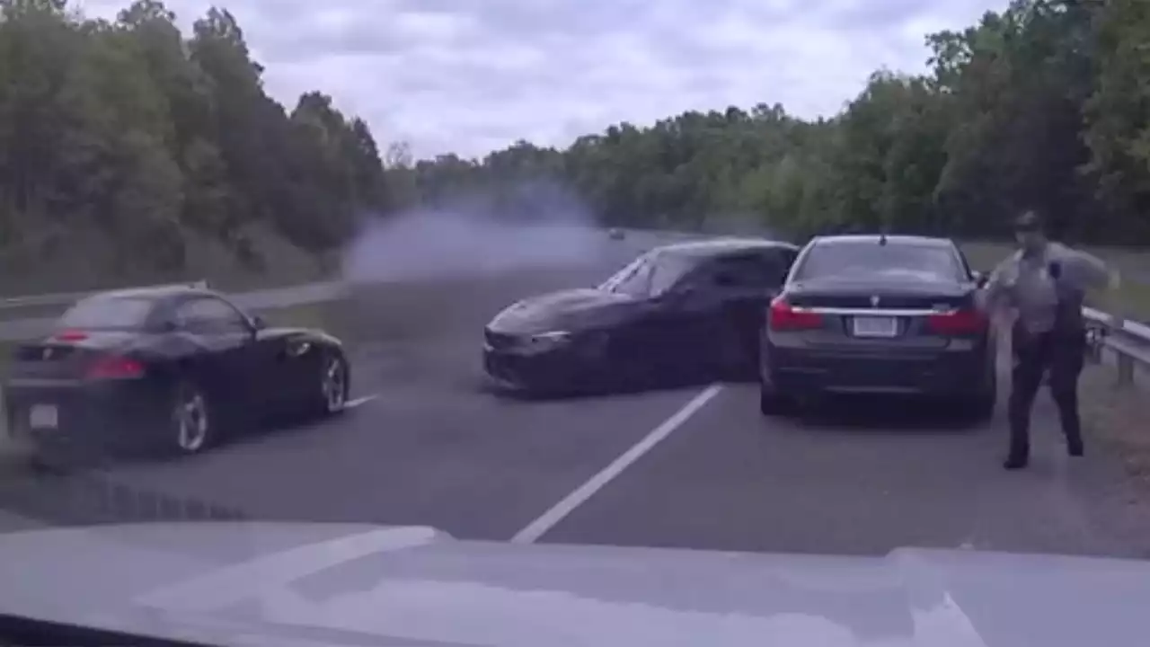 Speeding BMW Crashes Into Another BMW Pulled Over for Speeding