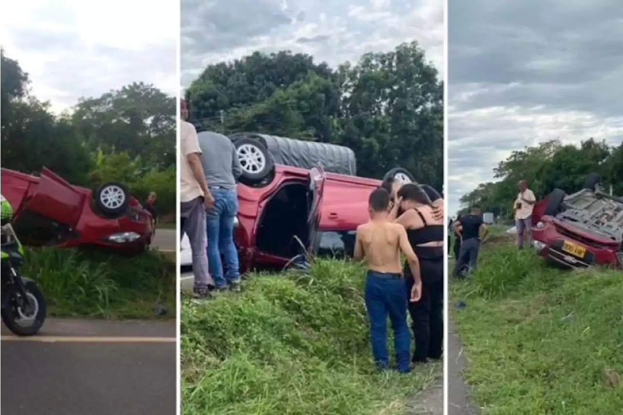 Carro quedó 'patas arriba' luego de accidente en vía del Tolima; no hubo heridos - Pulzo