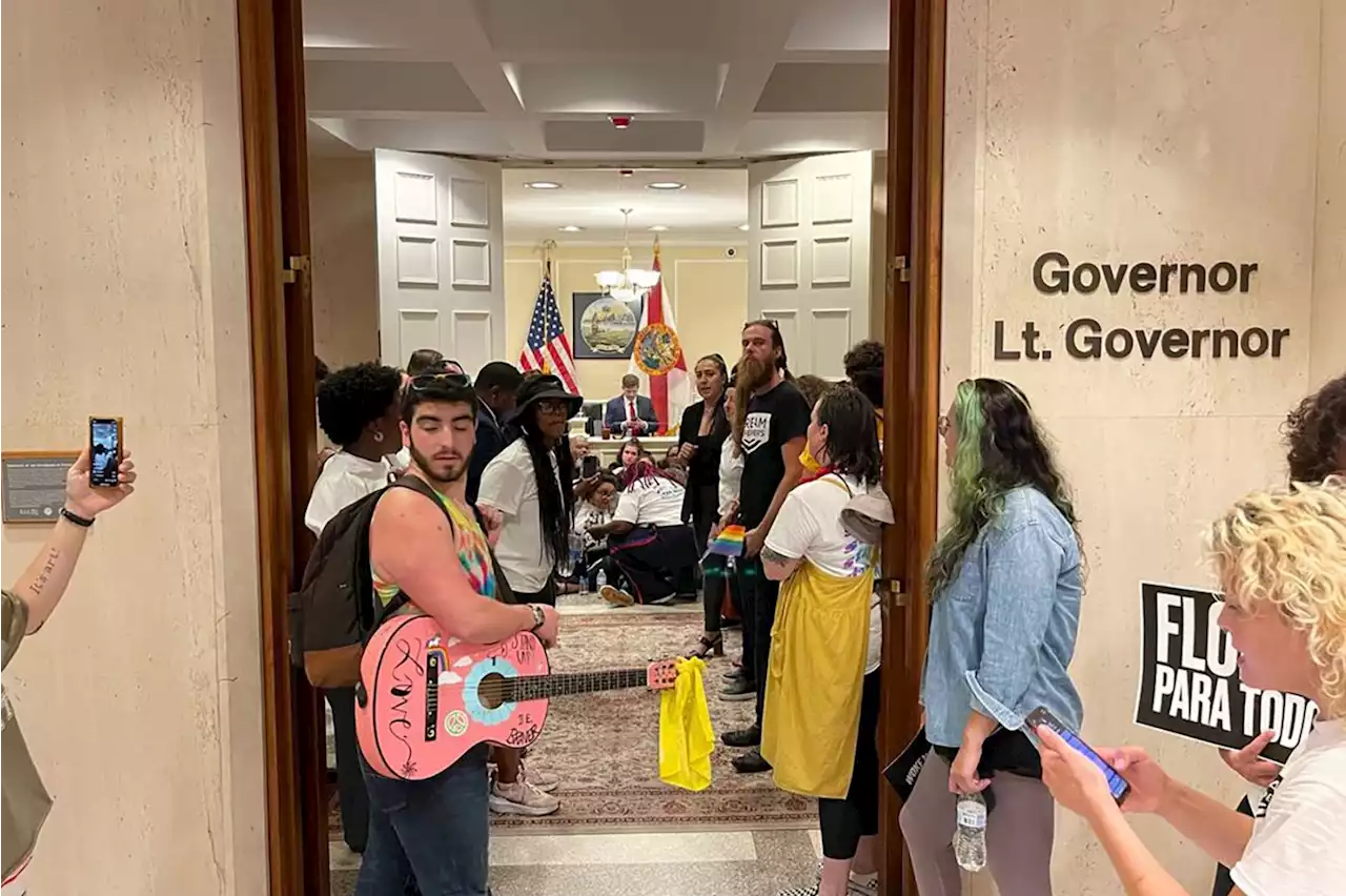 Protesters Occupy Ron DeSantis' Office in Opposition to Anti-Diversity Bills