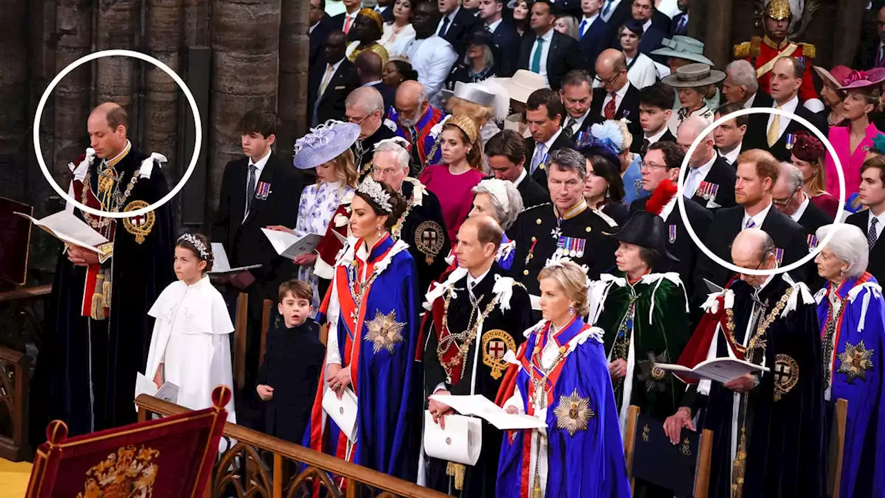 Brothers apart: Feuding William and Harry keep their distance in Westminster Abbey