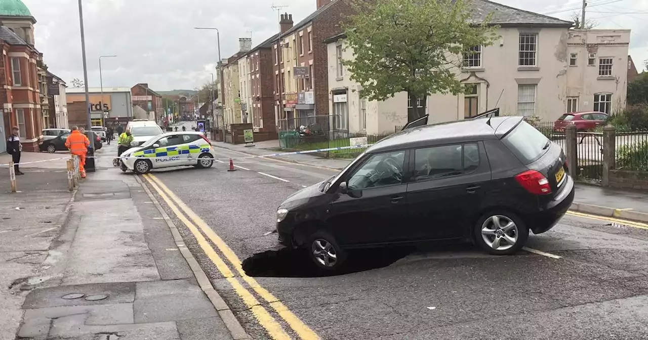 CCTV shows terrifying moment car went into '12ft' Notts sinkhole