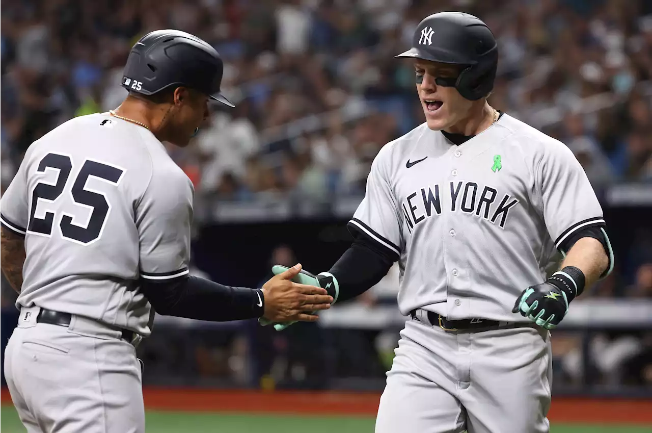 Yankees’ Harrison Bader belts homer after avoiding injury scare earlier in week