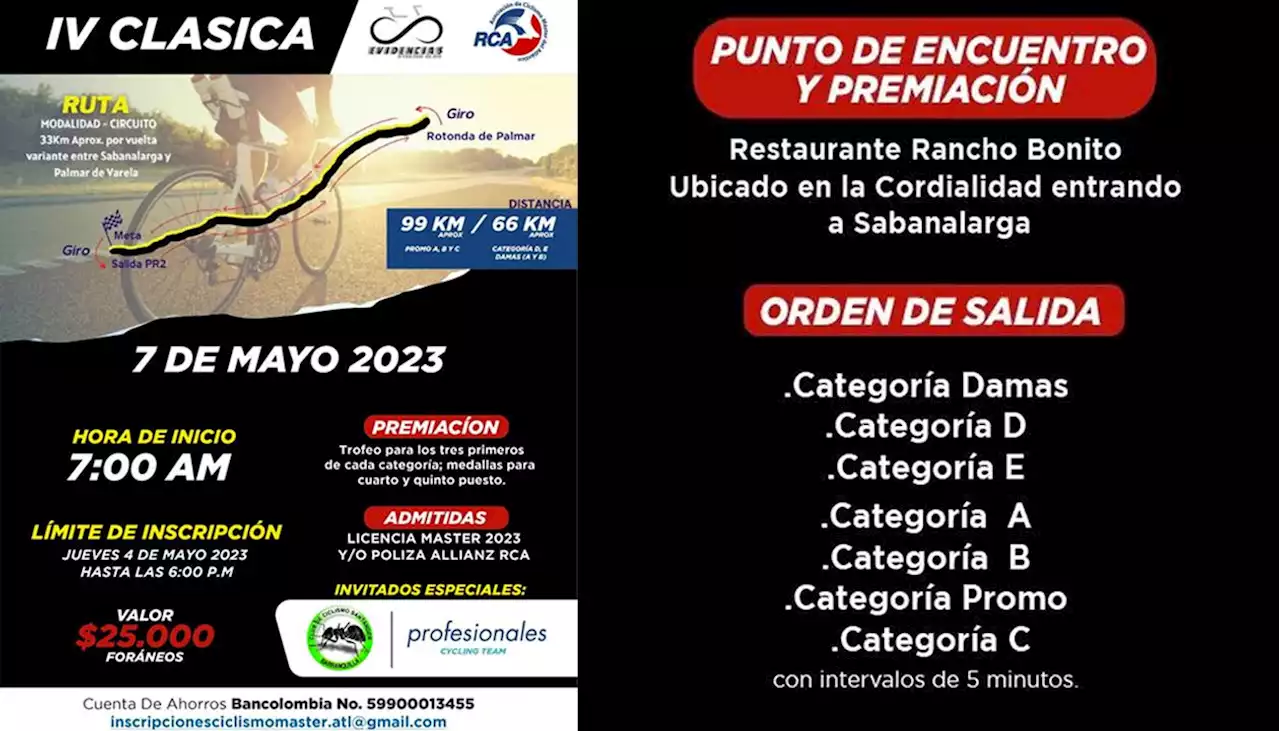 Este domingo se corre la Clásica de ciclismo Máster RCA