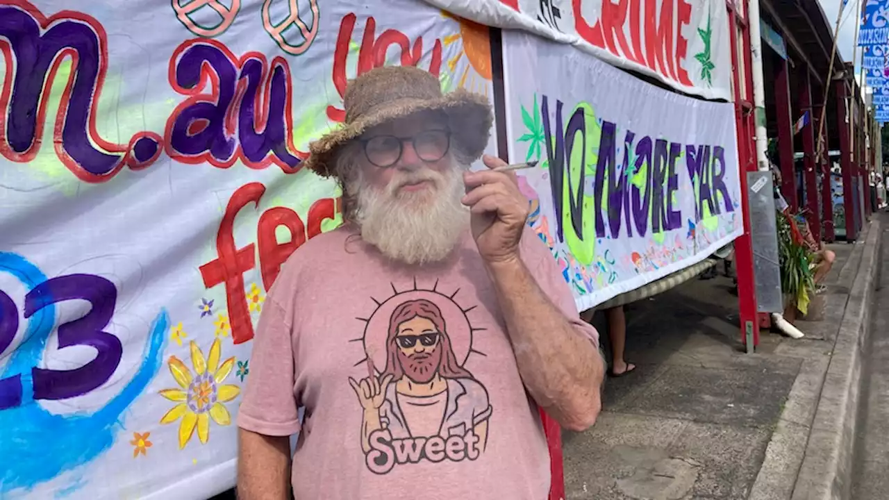 Michael's medical weed is legal, but he's at Nimbin's Mardi Grass Festival to push for further cannabis reform