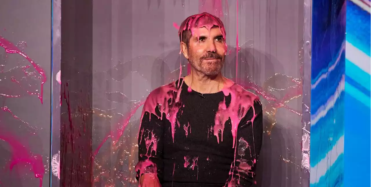 Britain's Got Talent plunged into chaos as Mr Blobby contestant drenches Simon Cowell in nostalgic '90s gunge