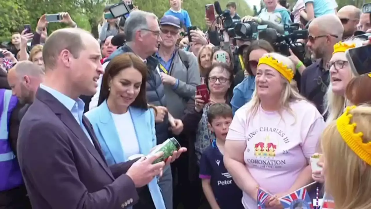 Prince and Princess of Wales greet royal fans on Long Walk at Windsor Castle