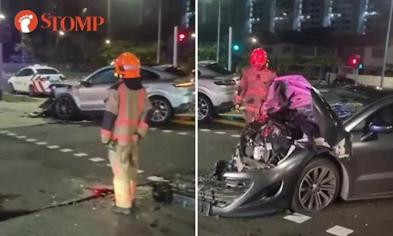 Driver trapped in seat after 2-car accident at Hougang junction, man arrested for drink-driving