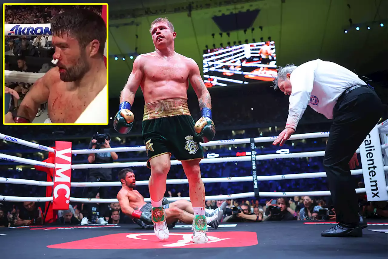 Canelo Alvarez floors John Ryder and leaves him bloodied in dominant victory