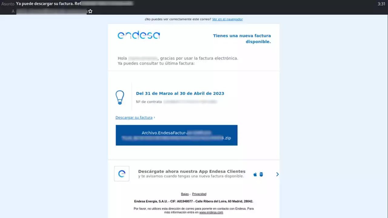 La Guardia Civil alerta: si recibes esta factura falsa en tu correo, bórrala