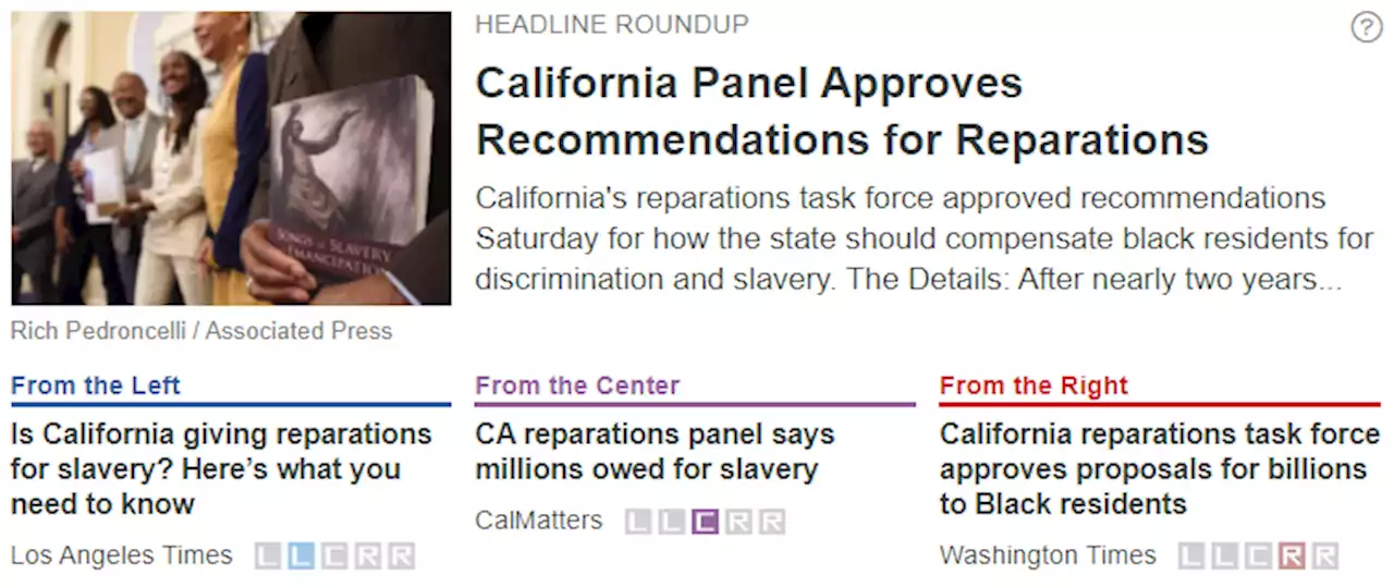 California Panel Approves Recommendations for Reparations