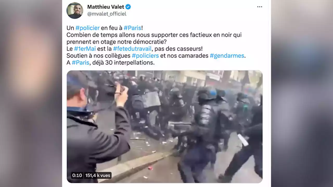 Violences du 1er-Mai : une cagnotte en ligne ouverte pour soutenir le policier grièvement brûlé à Paris