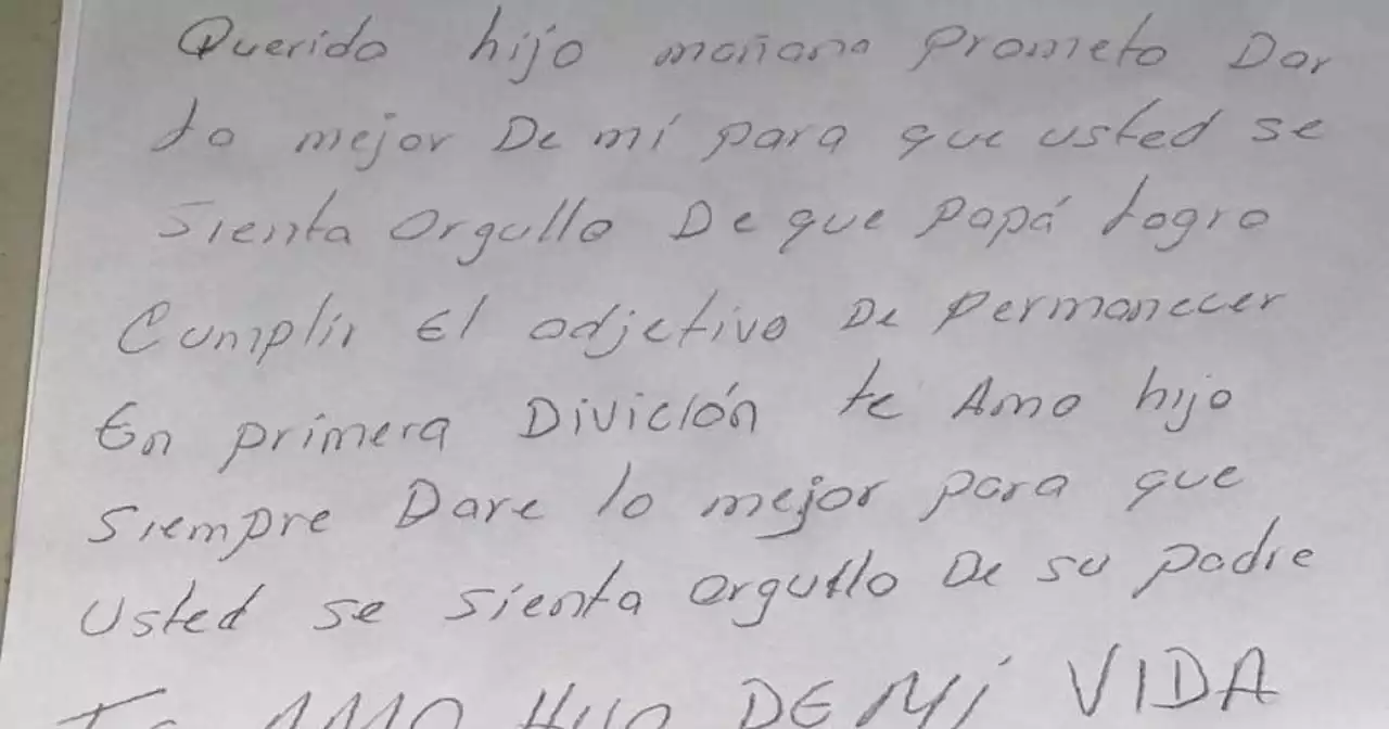 La emotiva carta de un padre que se jugaba el descenso a su hijo