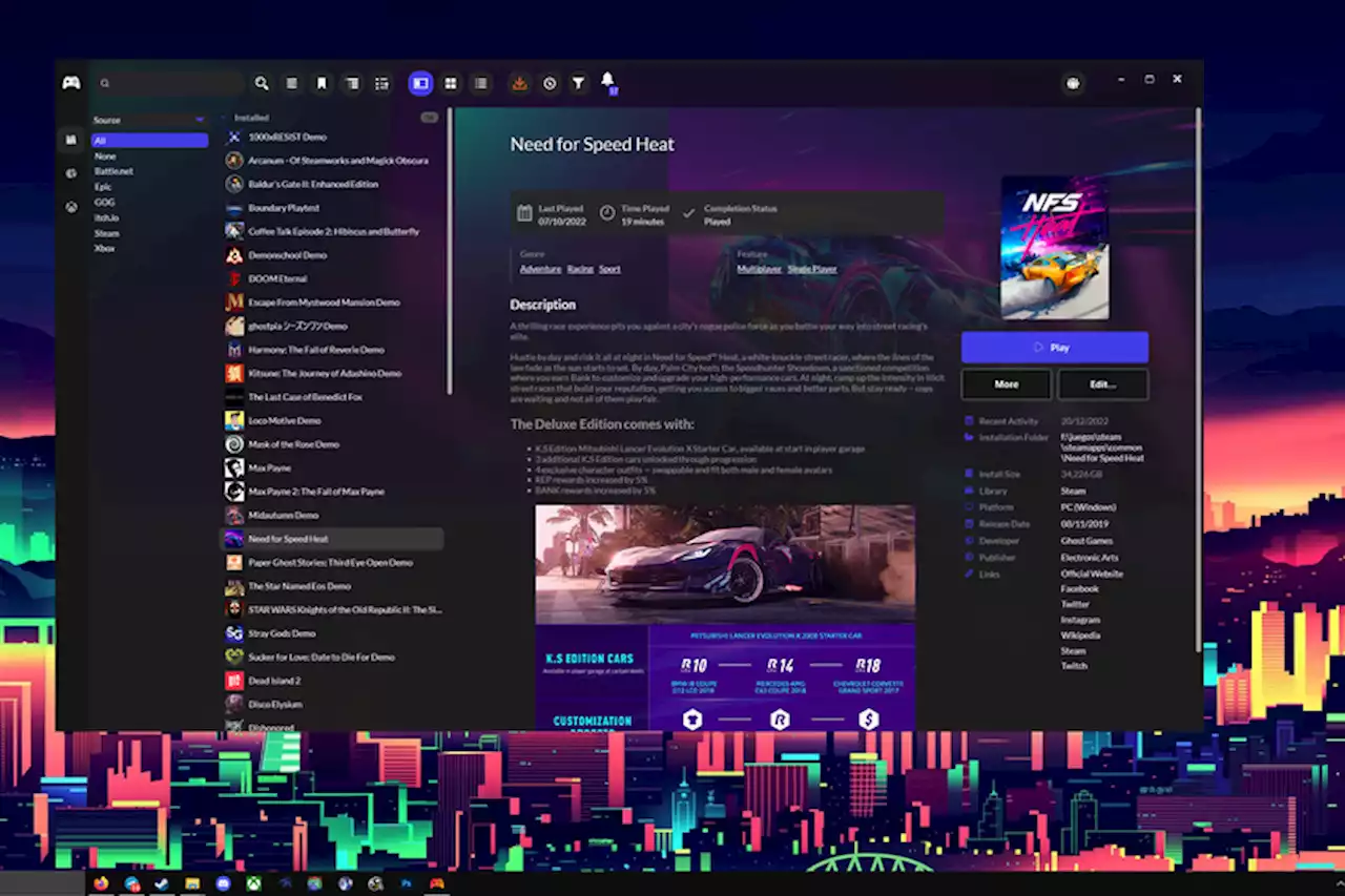 Este launcher de PC recoge las bibliotecas de todas tus plataformas en un único sitio, y es increíblemente personalizable