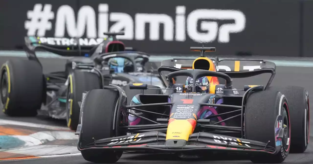 Max Verstappen passes Sergio Perez late to win Miami Grand Prix