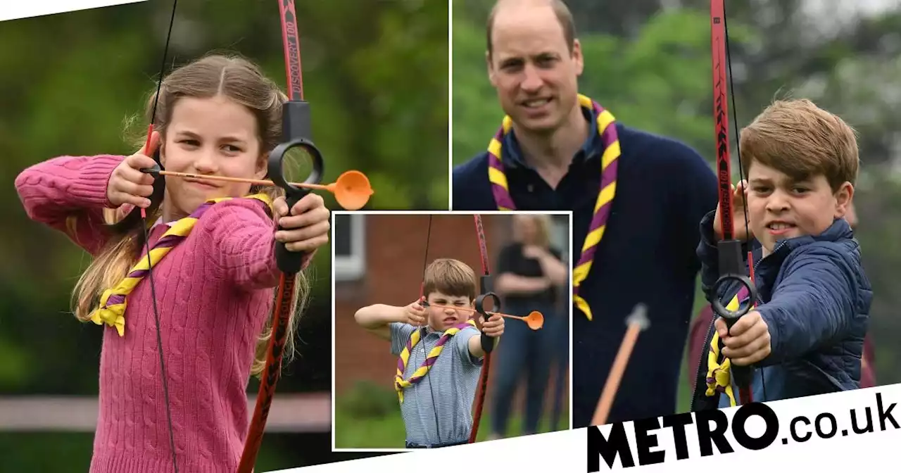 Louis, George and Charlotte take on mum and dad at archery