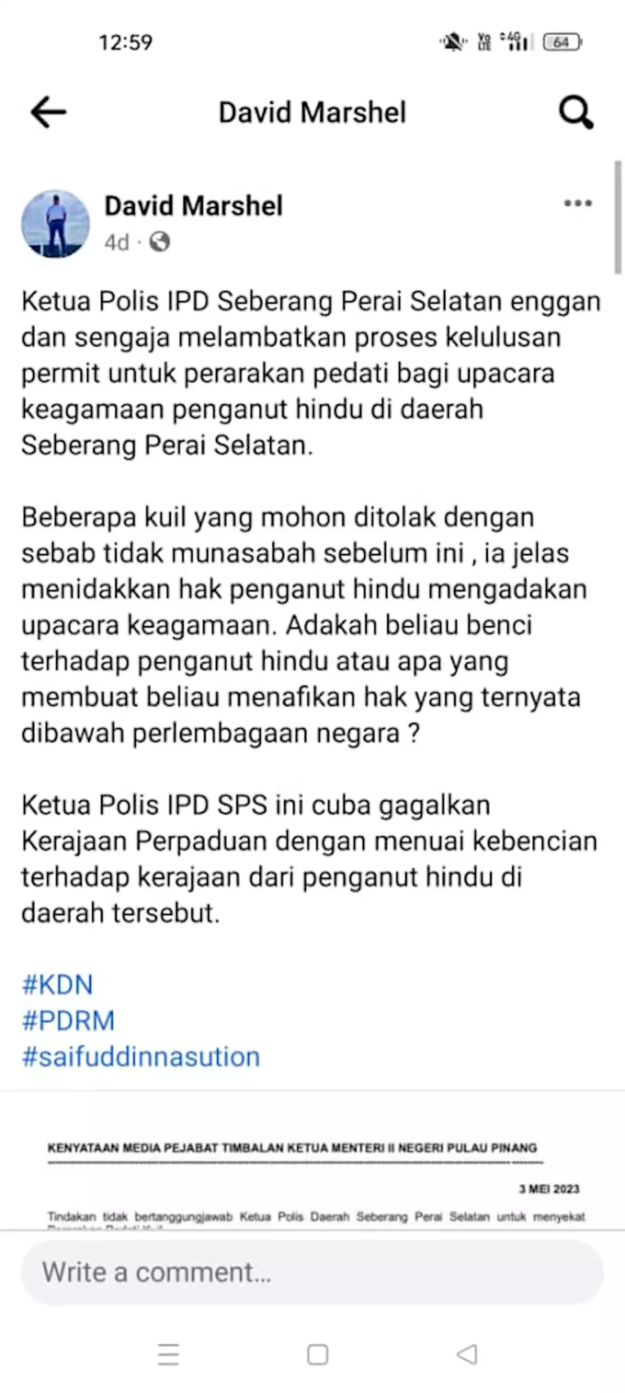 Polis beri permit bersyarat untuk perarakan pedati di SPS